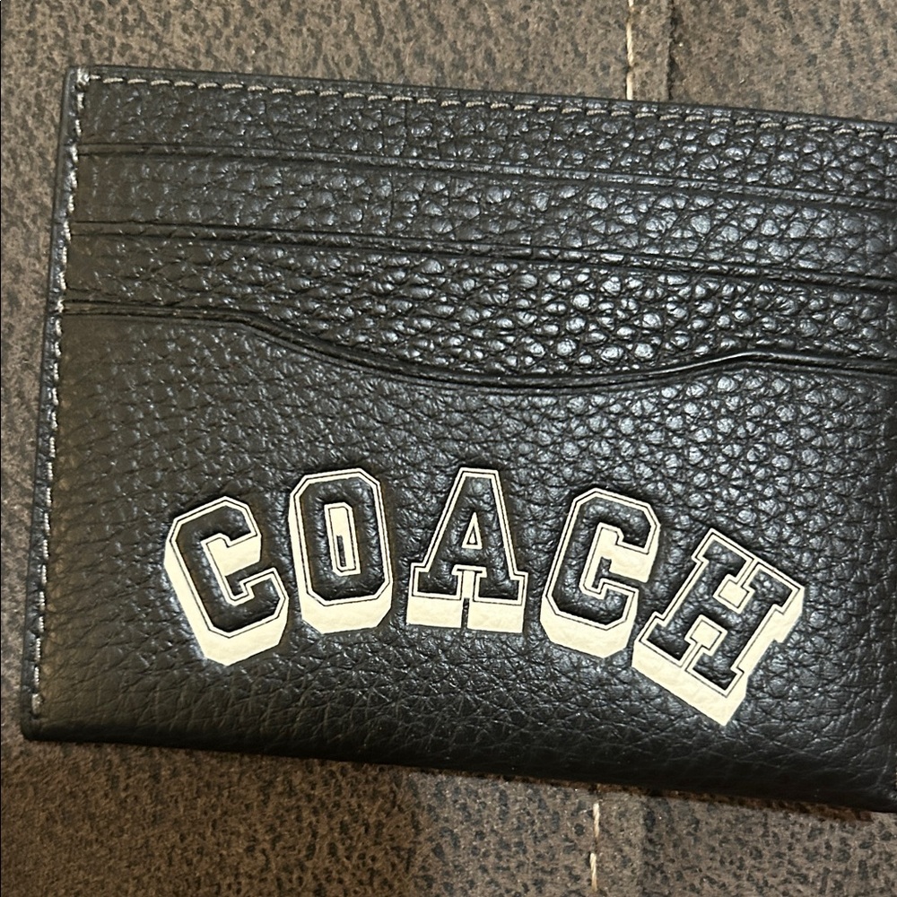 Coach Black Pebbled Leather Card Holder
